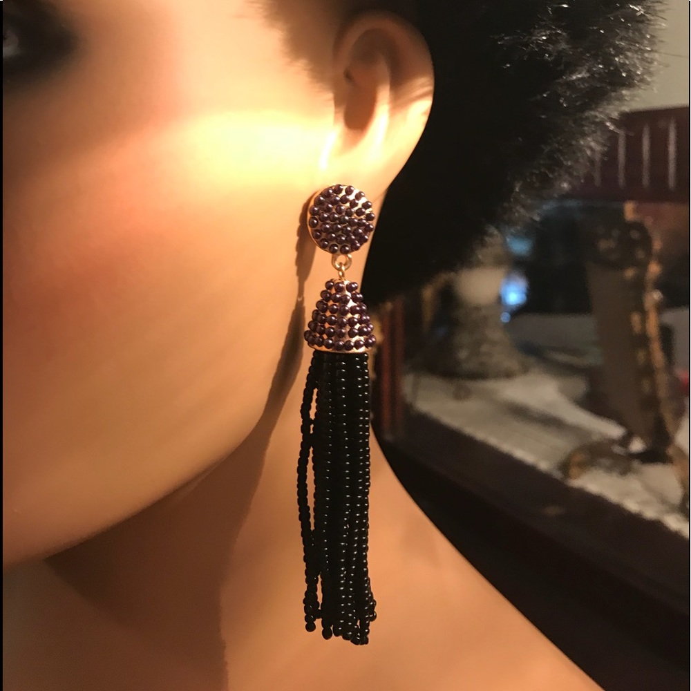 ⭐️ BEADED TASSEL EARRINGS ⭐️BLK or SILVER⭐️❤️